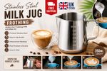 Stainless Steel Milk Jug Frothing Frother Coffee Latte Pitcher 350ml Measure Cup