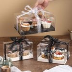 Transparent Clear Crystal Cupcake Boxes - Large Muffin Packaging 2 4 6 Hole