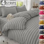 4 Pcs Luxury Duvet Cover Stripe Quilt Covers Bedding Set Single Double King Size