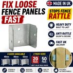 Fence Panel Clips Anti Rattle 40/46/52mm Galvanised 1–50 Pack UK Fast Delivery