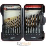 ADDAX 15 PCS BRAD POINT WOOD DRILL BIT SET 3, 3.5, 4, 4.5, 5, 5.5, 6, 6.5 7 8 10