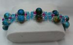 Lovely Blue/Green mix Round Beads embellished with Bicone and Rondelle Bracelet