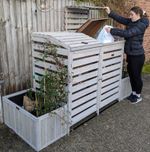 Double Bin Store Planters 2 Recycle Boxes BinGarden 4-in-1 Storage Wheelie Cover