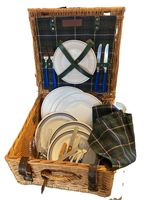 Vintage Fortnum & Mason 4 Person Picnic Basket +Contents & Cool Bag+Chop-board 