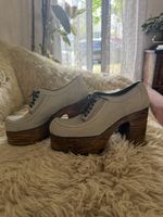 1970S Wood Platform Oxfords Women's Shoes Size 9