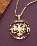 Albanian Eagle Pendant & Necklace,14K & Rhodium plated,1 1/8" in dia.( # 929 )