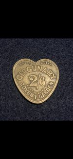 George Gunary Market token - 2/6d heart Shaped Brass Token - Very Rare Token