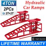 2PCS Hydraulic Car Ramps 4 Ton Heavy Duty Garage Auto Van Bottle Lift Jack Ramp