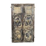 Antique Distressed Cream & Charcoal Teak Indian Doors 1880s – Vintage Gujarat