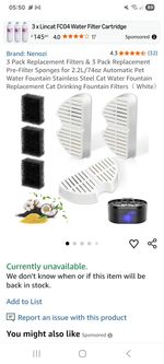 Nenozi Pet Water Fountain Replacement Filters x 36.