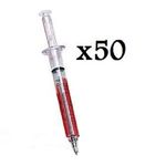 50 NOVELTY SYRINGE 'INJECTION' PENS bulk value wholesale - 'Blood' or 'Mixed'