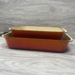 Le Crueset Volcanic Orange Cast Iron Roasting Dish x2 Baking Tray Oven Pan 40&30