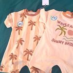 Tu 2pc Baby Playsuit Set 3-6 Months Cotton Jersey Short Sleeve Beige/Brown