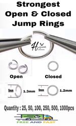 QUALITY 6MM 9MM 10MM 13MM VERY STRONG OPEN & CLOSED JUMP RINGS LINK  JEWELLERY