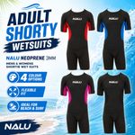 ADULT SHORTY WETSUIT NALU NEOPRENE 3MM MENS WOMENS SHORTIE WET SUITS