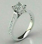 White Moissanite 2.25Ct Round Cut Engagement Ring 14k White Gold Finish Size 6.5