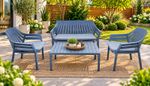 4pcs Garden Patio Bistro Coffee Sofa Set 2 Chairs Table Grey Plastic Outdoor Set