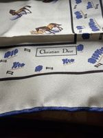 Christian Dior Men's Vintage Silk Pocket Square  Horses classic  Pattern