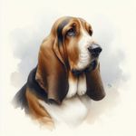 BASSET HOUND Watercolour ART PRINT DOG Lover GIFT Christmas Birthday Present