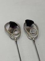 FABULOUS PAIR OF SILVER HAT PINS BY CHARLES HORNER. (A1003)