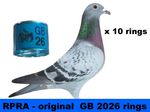 RPRA racing pigeons rings GB 2026 - packet of 10 - UK original + transfer form
