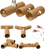 Odoland Cat Tunnels, 3 Straight Tunnel DIY Collapsible Cat Play Tunnel Toys