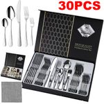 30X Cutlery Dinner Set Stainless Steel High Grade Tableware Fork Tea Spoons Set