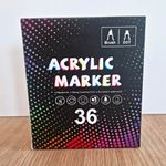 SKYGLORY Acrylic Paint Marker Set 36 Colours Brush & Dot Tips Matte Finish