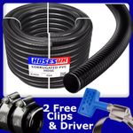 FLEXIBLE POND HOSE CORRUGATED GARDEN FILTER PUMP & FREE STAINLESS HOSE CLIPS