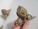 Victorian Bronze Pole Holders Brackets Old Hangers Hooks Towel Airer Antique x3