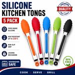 Premium Silicone Kitchen Tongs Heat Resistant Cooking BBQ Stainless Steel Handle