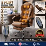 Heated 8 Point Massage Office Chair Recliner Ergonomic Executive Desk Chair Brow