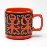 Hornsea Octopus Mug Retro Ceramic Vintage Style Tea Coffee Cup Orange