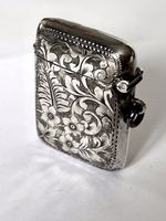 Antique Edwardian Silver Gilt Vesta Case JOHN ROSE Birmingham 1902 Hanging Loop