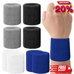 2x Terry Sports Wristbands Sweat Bands Tennis Gym Fitness Workout Pair