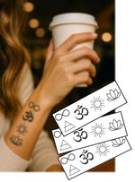 Mini Spiritual Symbol Tattoos – Om, Lotus & Infinity Designs for Mindfulness