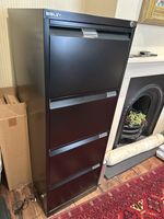 Bisley Metal Filing Cabinet Tall 4 Drawer Lockable Office Storage Black