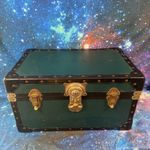 Vintage Forest Green Steamer Trunk 20x12.5x11” Traditional storage chest