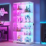 71" Display Cabinet w/ Glass Doors RGB LED 10-Tier Shelves Collectibles Figures