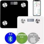 BATHROOM WEIGHING DIGITAL SCALES BLUETOOTH SMART BODY FAT BMI GLASS STONES KG