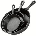 3-Piece Cast Iron Skillet Set: Pre-Seasoned, Non-Stick, Indoor & Outdoor Use