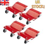6200lb Car Wheel Dolly Set - 4 Heavy Duty Wheel Skates w/ Braking System V Shape