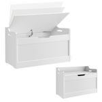 Large Toy Box Kid's Room Storage White Wooden Bedroom Chest Lid Ottoman Baby