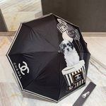 Black Dog Balloon Print Folding Umbrella with Storage Box