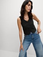 Marks & Spencer Womens Collarless Waistcoat in Black - M&S
