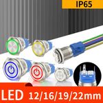 LED Metal Push Button Switch Waterproof Momentary Latching 12V 12mm - 22mm Car