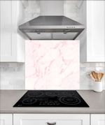 Pink Marble style heat resistant glass kitchen splashback