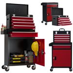 5 Drawer Rolling Tool Chest Cabinet Lockable Steel Garage Storage with Wheels UK