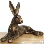Leonardo bronze Hare laying ornament large 26cm figurine decoration gift boxed