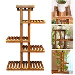 5 Tier Wooden Plant Shelf Rack 6 Pots Display Stand Multiple Flower Pot Holder